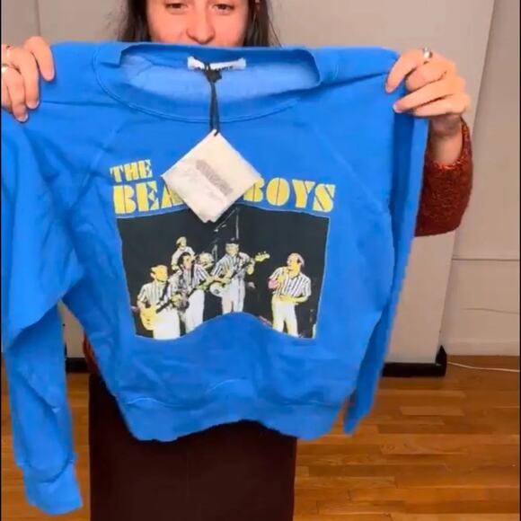 DAYDREAMER The Beach Boys Concert Washed Cobalt Raglan Crew New w/ Tag MSRP $146 - Picture 11 of 15
